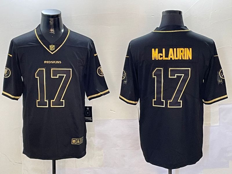 Men Washington Redskins #17 Mclaurin Black Gold Throwback 2024 Nike Limited NFL Jersey style 1